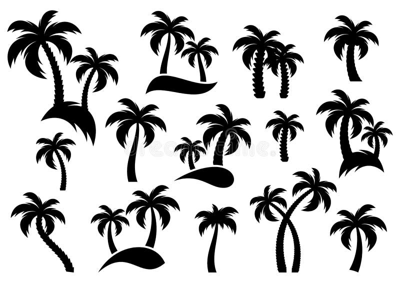Drzewko palmowe sylwetki ikony