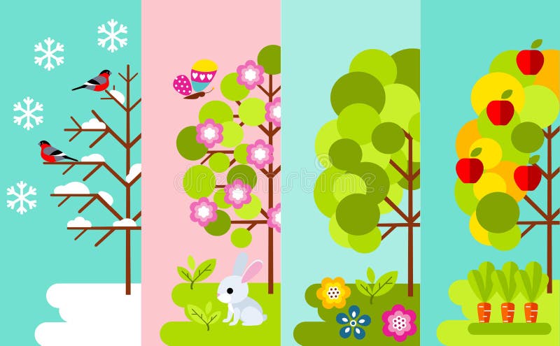 Drzewo w cztery sezonach - wiosna, lato, jesień, zima ilustracja wektor Drzewo w cztery sezonach - wiosna, lato, jesień, zima ilustracja wektor