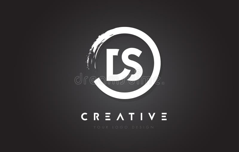 DS Circular Letter Logo with Circle Brush Design and Black Background. stock illustration
