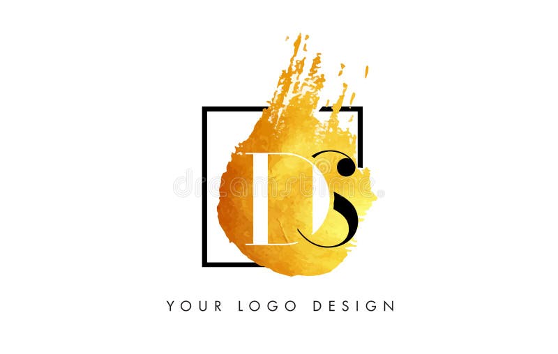 Ds-Goldbuchstabe Logo Painted Brush Texture Strokes lizenzfreie abbildung Ds-Goldbuchstabe Logo Painted Brush Texture Strokes lizenzfreie abbildung