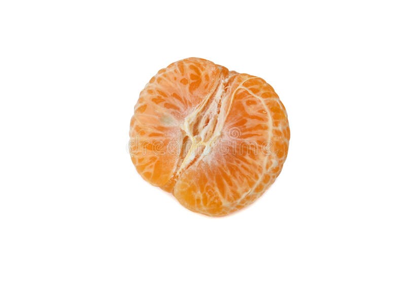 Peeled Tangerine Or Mandarin Fruit Isolated On White Background Stock