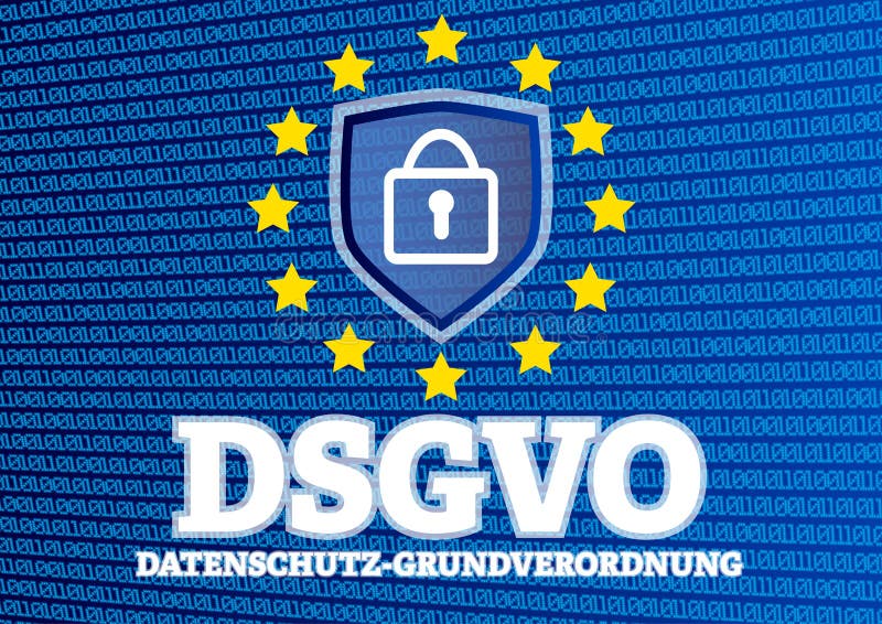 DSGVO Datenschutz Grundverordnung - German for GDPR European General Data Protection Regulation - illustration with binary code vector illustration
