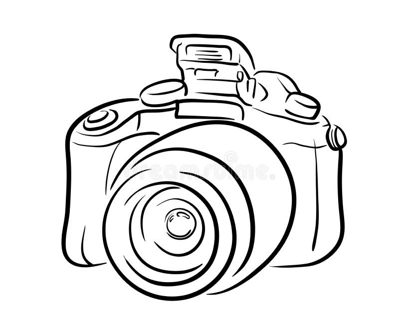 Cute Line Drawing Sketch Dslr with simple drawing