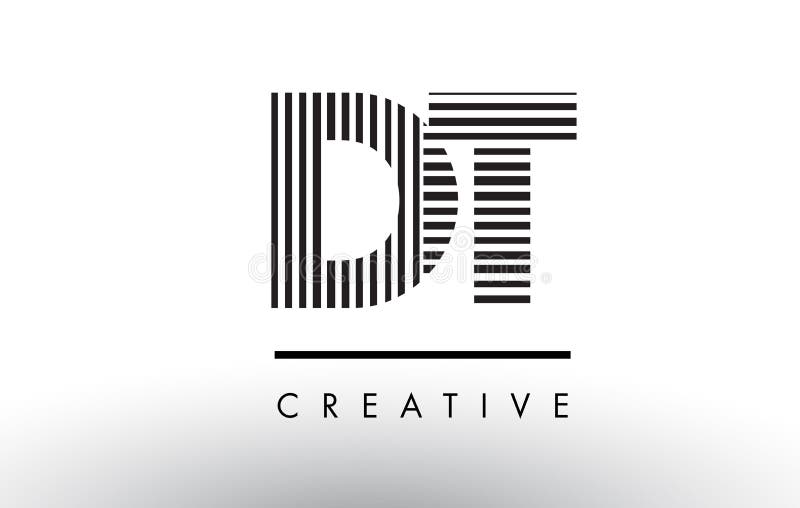 DT D T Black and White Lines Letter Logo Design.