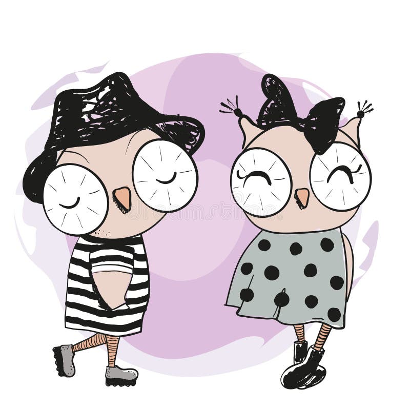 Duas corujas bonitos da forma ilustração do vetor Duas corujas bonitos da forma ilustração do vetor