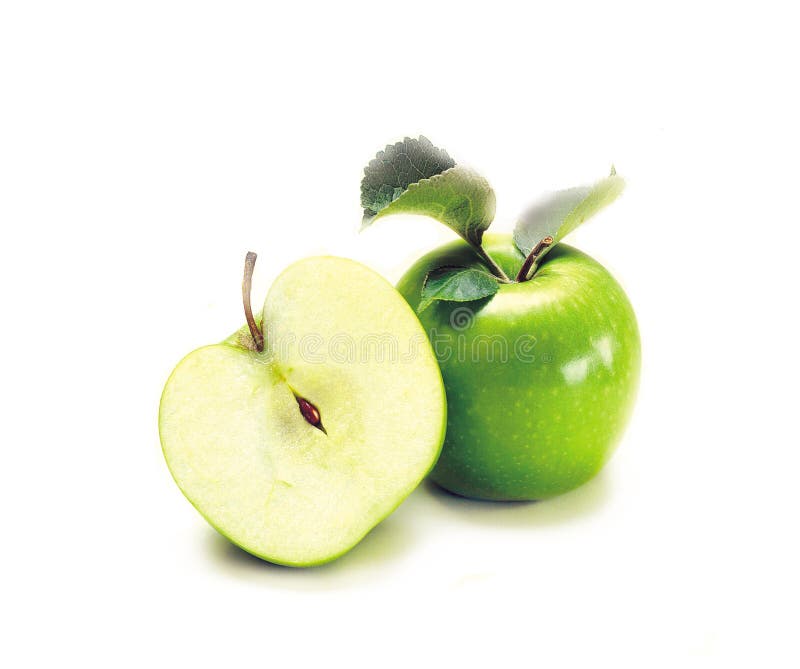 Duas maçãs verdes fotografia de stock