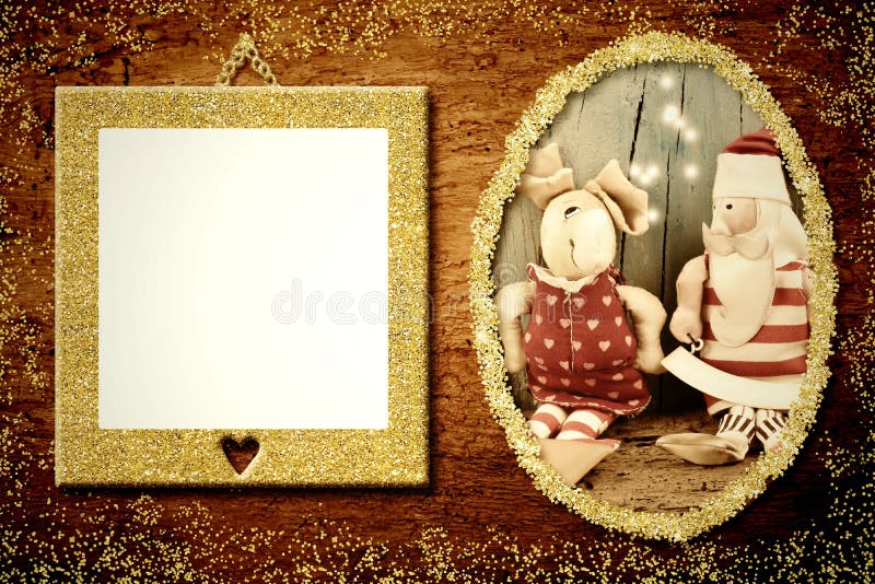 Duas molduras para retrato uma com Santa fotos de stock Duas molduras para retrato uma com Santa fotos de stock