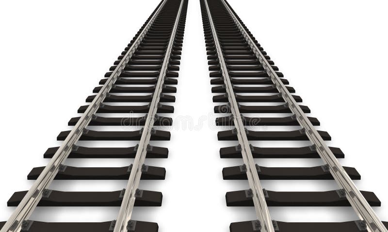 Two endless railroad tracks isolated over white background. Two endless railroad tracks isolated over white background