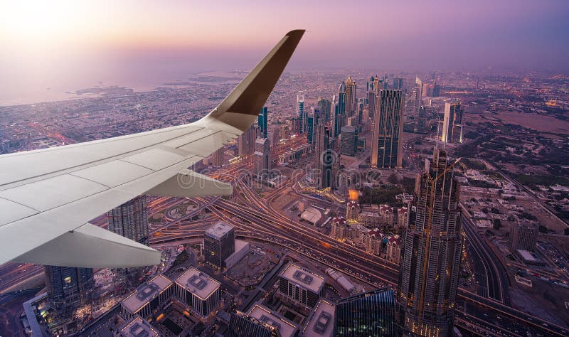 Dubai Aerial View from Airplane Stock Image - Image of transportation ...