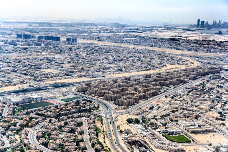Dubai - aerial view of satellite suburb - apartments and flats royalty free stock image Dubai - aerial view of satellite suburb - apartments and flats royalty free stock image
