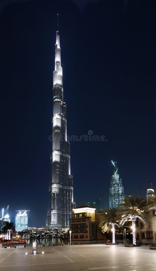 Dubai Burj Khalifa At Night Stock Image Image of burj, skyline 25628157