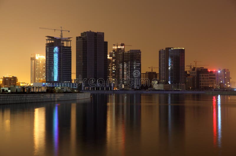Dubai Business Bay at night stock photo Dubai Business Bay at night stock photo