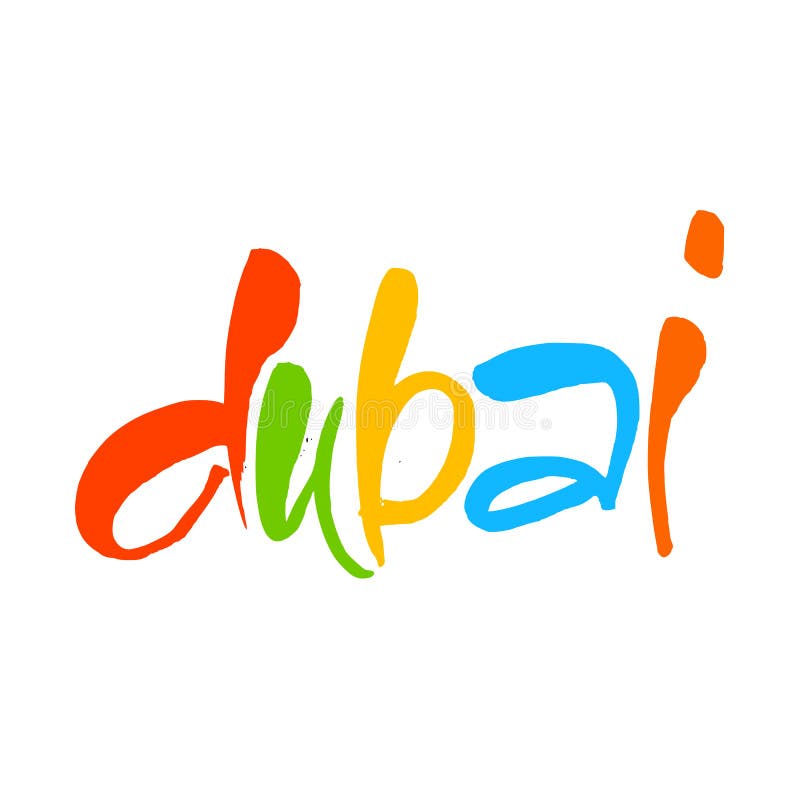 Dubai. Brush Lettering Of UAE Dubai City. Modern Brush Calligraphy ...