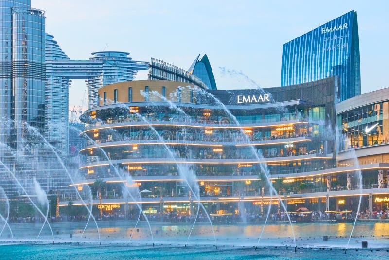 The Dubai Fountain Near the Dubai Mall Editorial Stock Image Image of