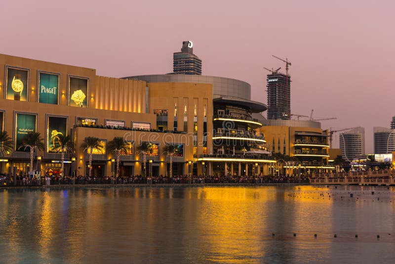 Dubai Fountains Show Place at the Dubai Mall Editorial Photo Image of
