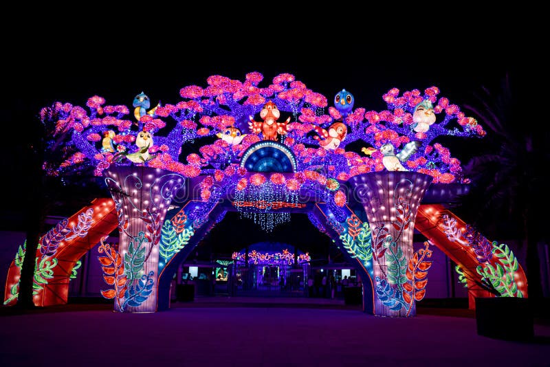 Dubai glow garden editorial photography. Image of famousgarden 260166447