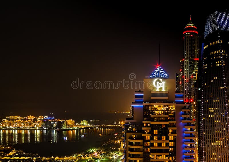 Dubai Marina night city United Arab Emirates stock photos Dubai Marina night city United Arab Emirates stock photos