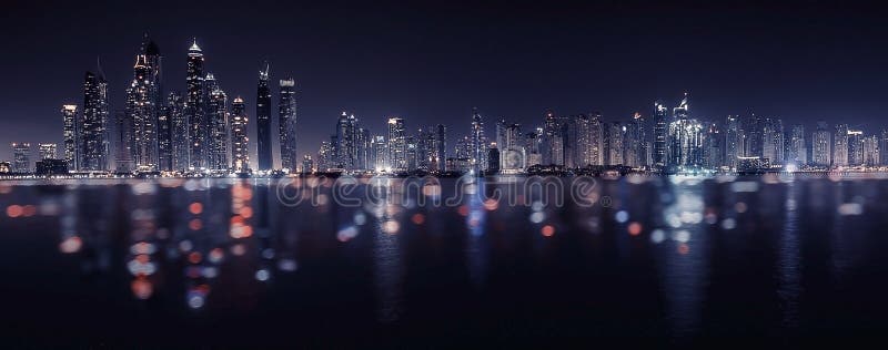 Dubai Marina reflection stock photo. Image of east, design - 85294482