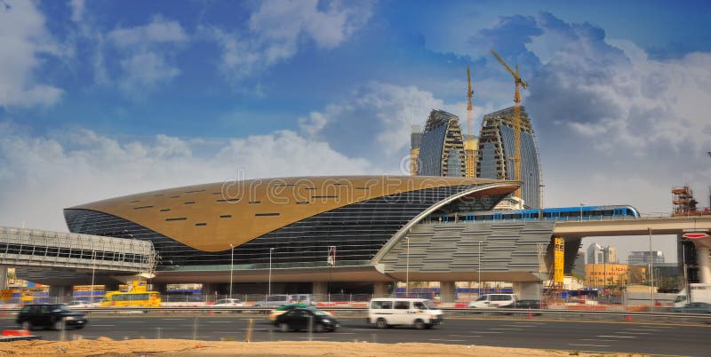 Dubai Metro Station and Metro Train royalty free stock photography
