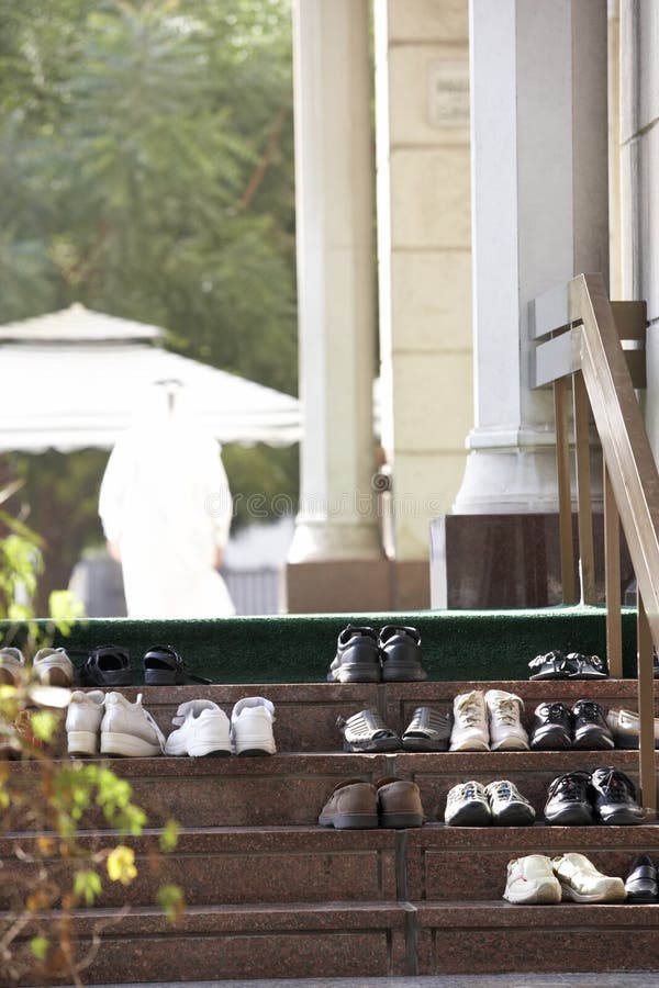 Dubai,Shoes Left Outside Mosque royalty free stock photos Dubai,Shoes Left Outside Mosque royalty free stock photos