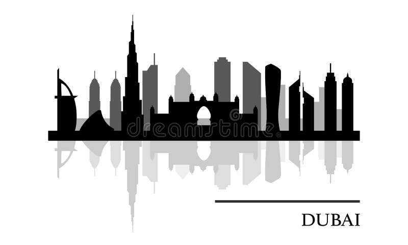 Dubai Skyline Panoramic View Stock Vector - Illustration of background ...