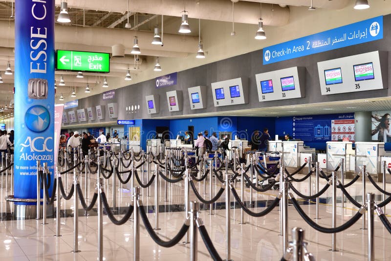Dubai, UAE April 10. 2018. View of Front Desk at Airport Editorial