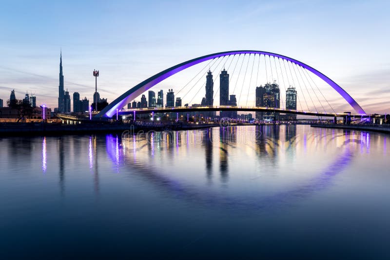 Dubai, UAE 27 De Janeiro De 2017 Nascer Do Sol Sobre Dubai Do Centro