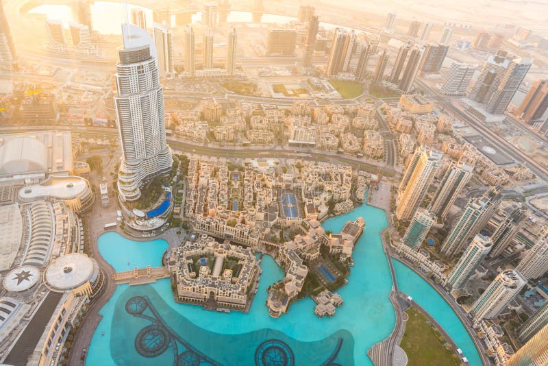 Dubai Downtown Morning Scene. Top View Stock Image - Image of ...