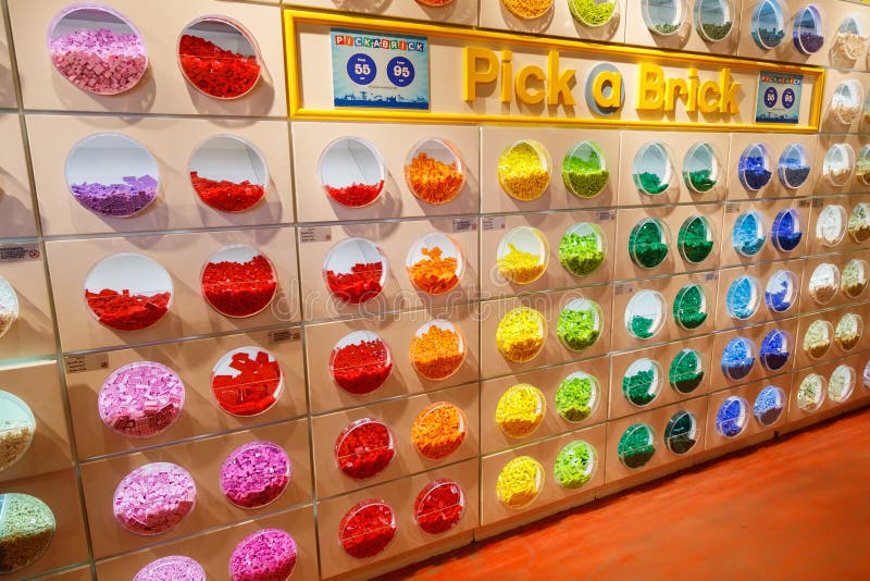 Variety of coloured construction toys on shelves in a store in Legoland royalty free stock photo Variety of coloured construction toys on shelves in a store in Legoland royalty free stock photo