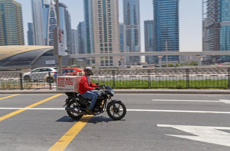 DUBAI, UAE MAY 20, 2016 Food Delivery Service Editorial Stock Photo