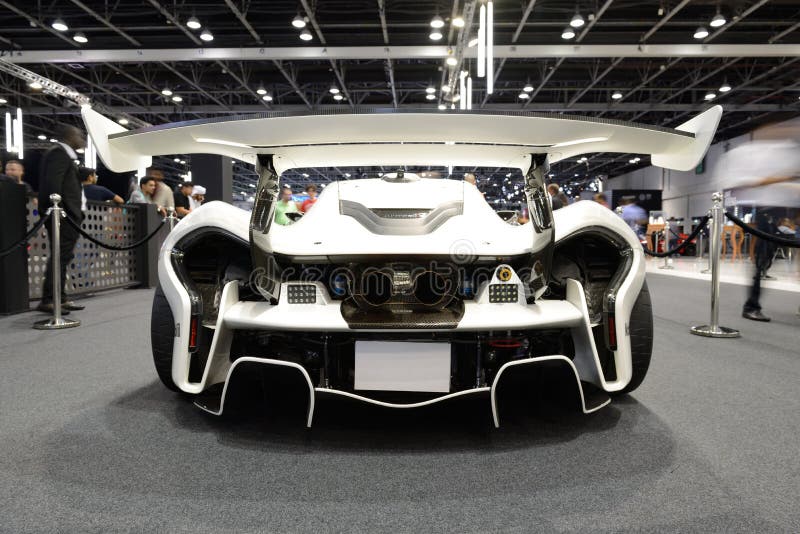 The McLaren P1 GTR race car is Dubai Motor Show 2019 stock image The McLaren P1 GTR race car is Dubai Motor Show 2019 stock image