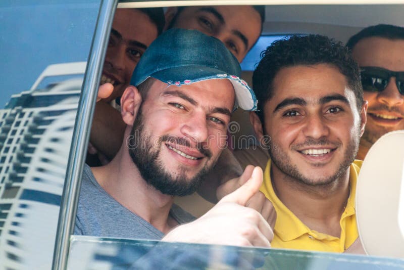 Dubai Uae October 21 2016 Local Young Men Look From A Car In Dubai United Arab Emirat