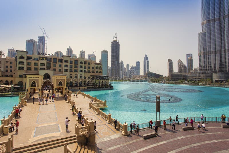 Dubai fountains in city center, Burj Khalifa royalty free stock photography Dubai fountains in city center, Burj Khalifa royalty free stock photography