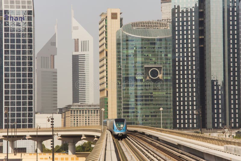 Modern metro transportation in Dubai city downtown