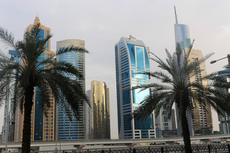 DUBAI, UNITED ARAB EMIRATES - April 25, 2016: Skyscrapers buildings in the Marina district of Dubai, United Arab Emirates