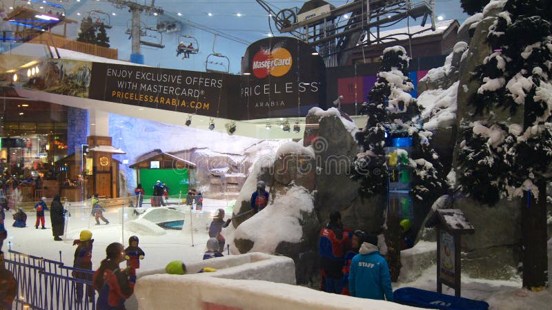 DUBAI, UNITED ARAB EMIRATES - MARCH 30th, 2014: Alpine ski in Dubai. Ski Dubai is an indoor ski resort with 22,500 stock photo DUBAI, UNITED ARAB EMIRATES - MARCH 30th, 2014: Alpine ski in Dubai. Ski Dubai is an indoor ski resort with 22,500 stock photo