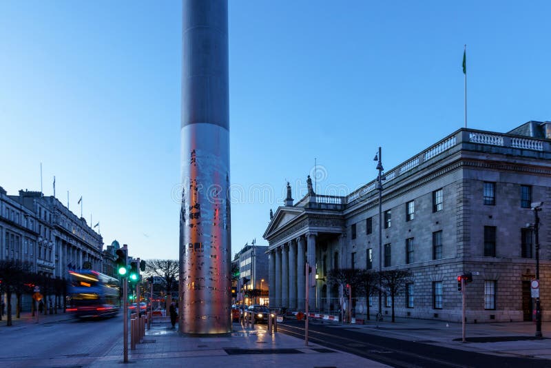 Dublin O`connell Street With The Spire Of Dublin Editorial Stock Photo