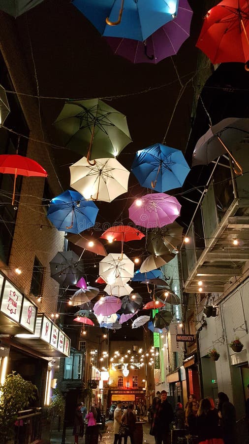 Dublin street editorial stock image. Image of night, umbrella 82275884