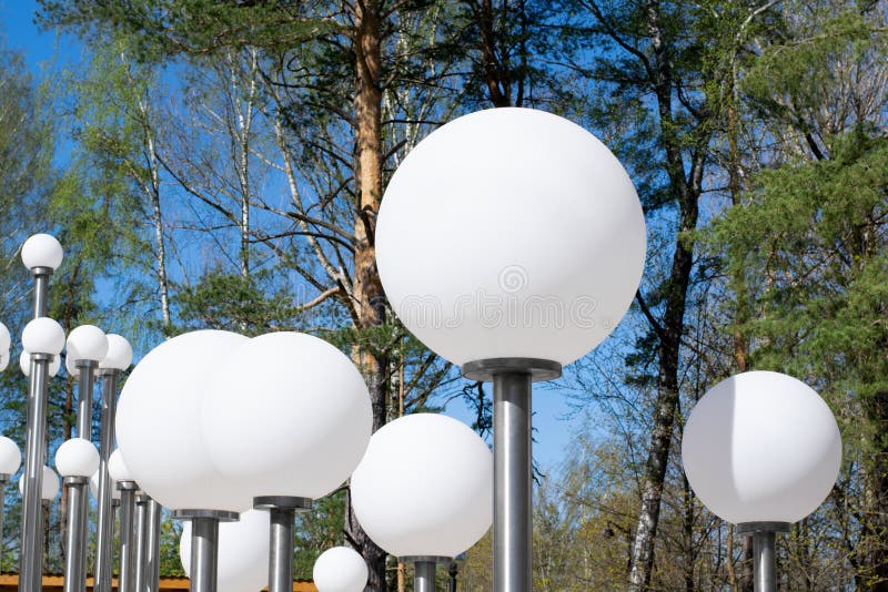 Premium Photo  Lighting ground street lamp in the shape of a ball