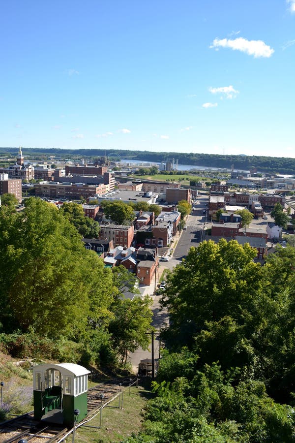 View of downtown Dubuque Iowa showing the 4th Street Elevator. View of downtown Dubuque Iowa showing the 4th Street Elevator.