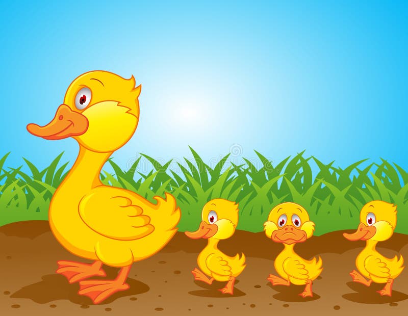 Duck family cartoon stock illustration. Illustration of background