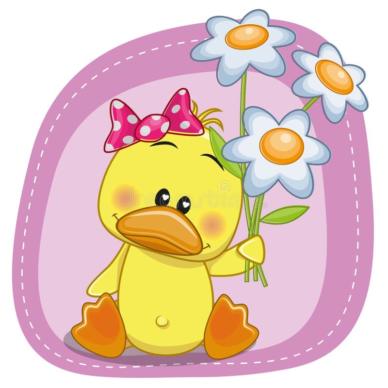 Duck with flowers stock vector. Illustration of girl - 52352665