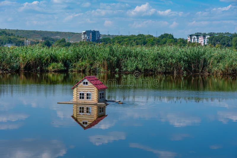 Duck house at Lacul Valea Morilor lake in Chisinau, Moldova.Image