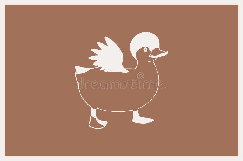 minimalist tattoo boho origami paper duck line art icon over white  background Stock Vector