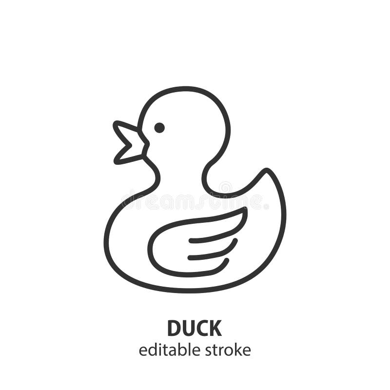 Duck line icon. Baby toy vector sign. Editable stroke