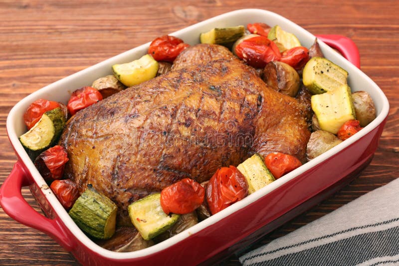 Duck Roast with Baked Vegetables Stock Image Image of meal