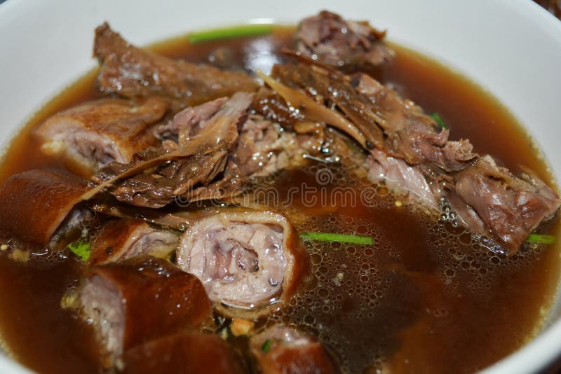 Duck soup brown sauce stock photo. Image of bird, plate 44749314