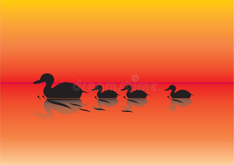 Ducks on a pond illustration stock illustration