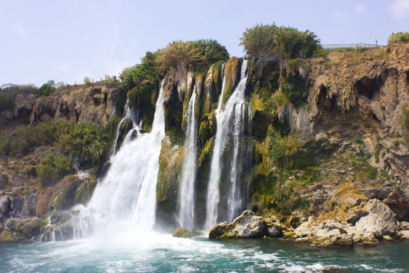 Duden waterfall in Antalya Turkey. Mediterranean sea. Travelling.