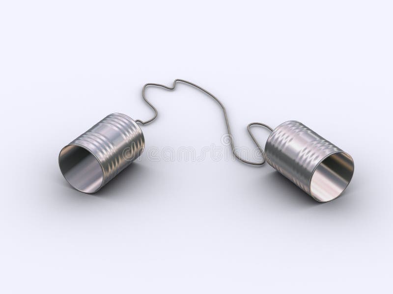 Due barattoli di latta e telefoni della stringa. Due barattoli di latta e telefoni della stringa.
